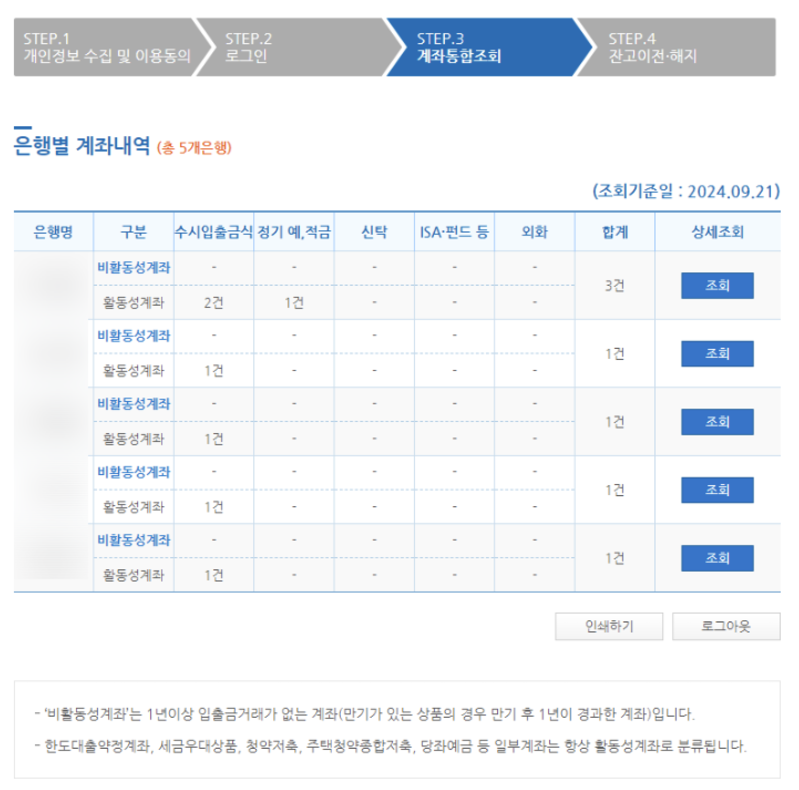 휴면계좌통합조회